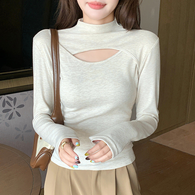 Women's Elegant Long Sleeve Shirt with Cut-Outs