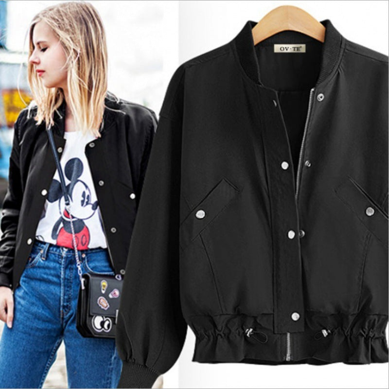 Women's Oversize Bomber Jacket with Drawstring Hem, Press Stud Placket and Patch Pockets Mune Fashion