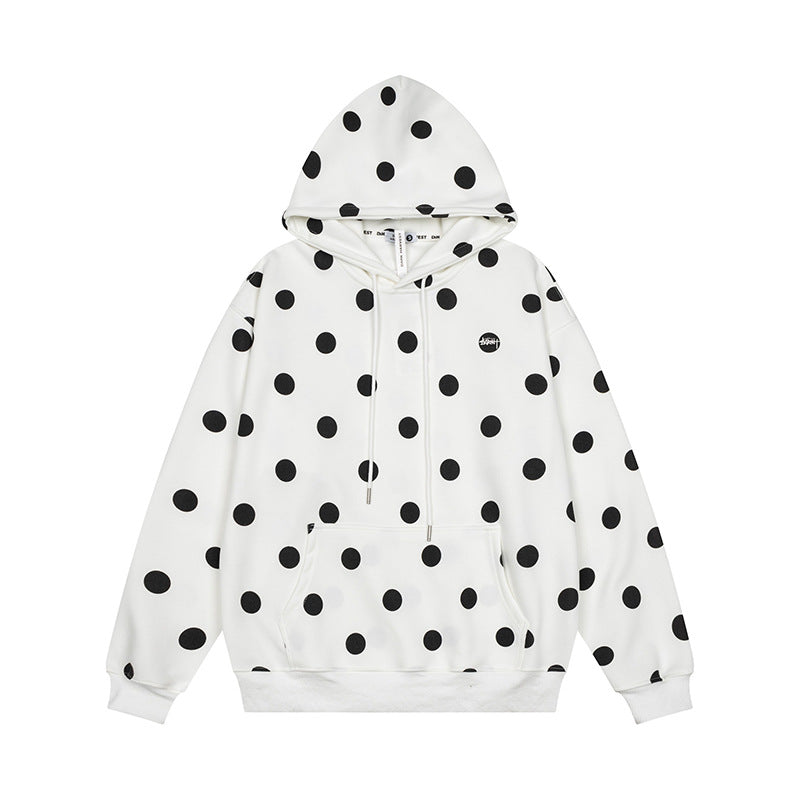 Women’s Oversize Hoodie with Polka Dot Allover and Kangaroo Pocket Mune Fashion