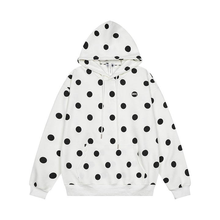 Women’s Oversize Hoodie with Polka Dot Allover and Kangaroo Pocket Mune Fashion