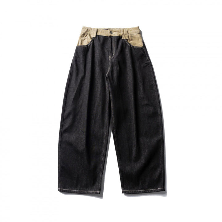 Unisex Wide two-tone denim pants with high waistband and contrasted pockets Mune Fashion