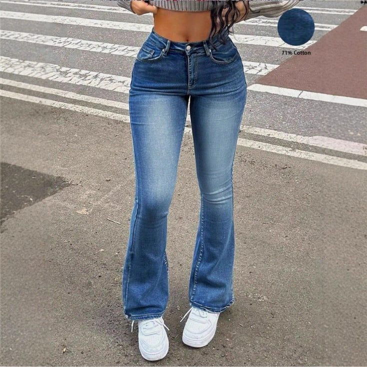 Women's High-Waisted Bootcut Jeans with Shaping Waistband and Slight Flare Mune Fashion