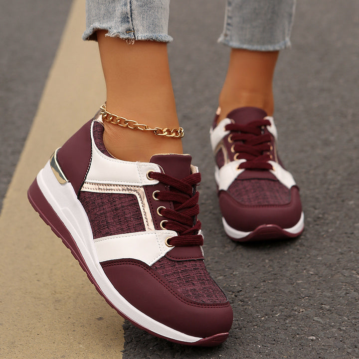 Women's fashionable platform sneakers with cushioned memory footbed and structured textile combination Mune Fashion