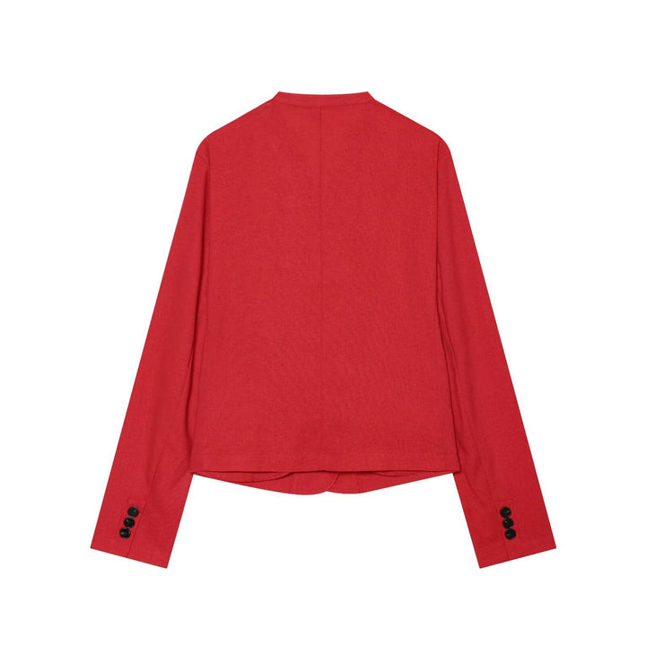 Women’s short blazer with stand collar, tailored silhouette and button closure Mune Fashion