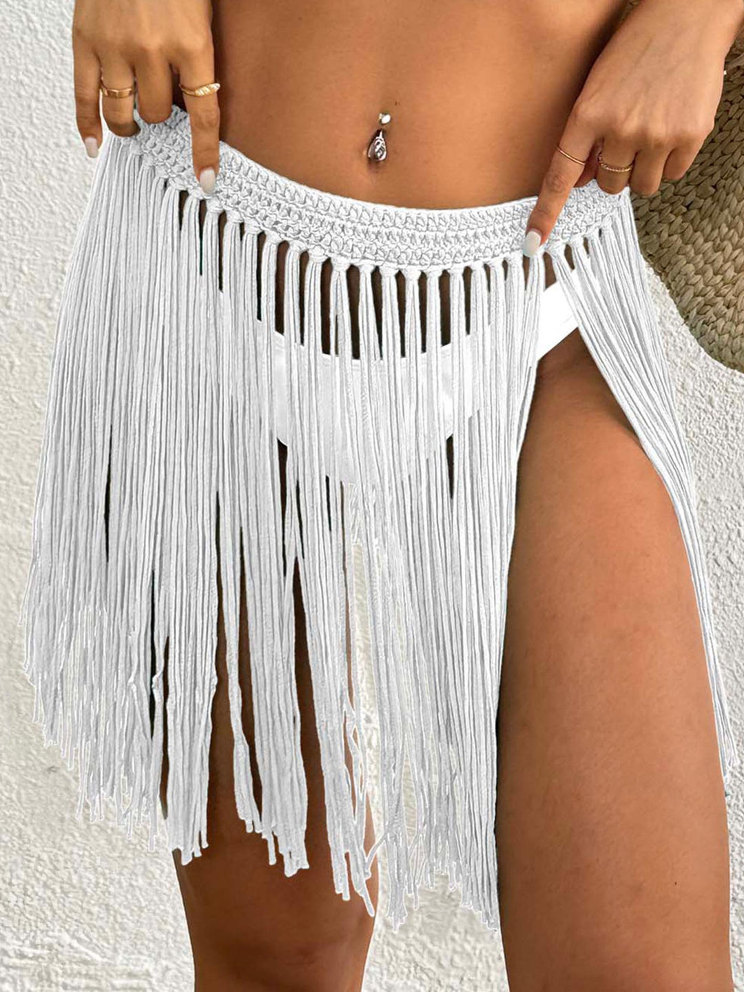 Women’s crochet beach skirt with fringed details Mune Fashion