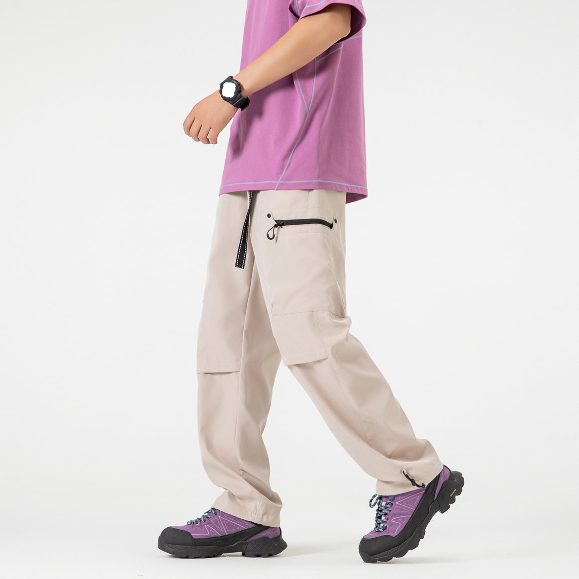 Damen Weite Utility-Cargohose mit verstellbarem Beinabschluss und Multifachtaschen Mune Fashion