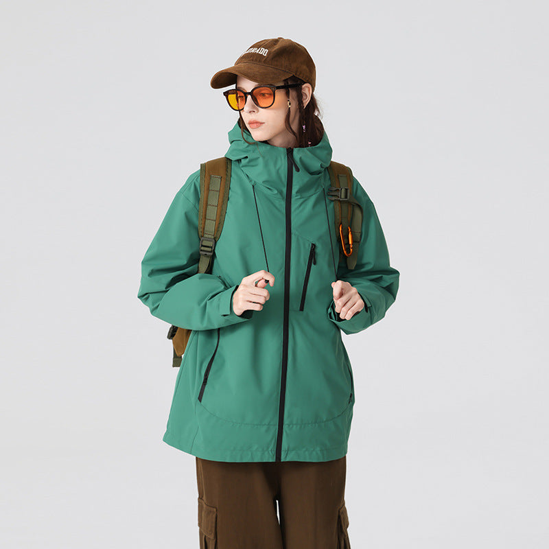 Men's Water-Repellent Softshell Jacket with Adjustable Hood and Slanted Chest Pocket Drune