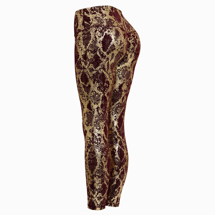 Women's high-waisted sports leggings with shaping compression and structured snake embossing Mune Fashion