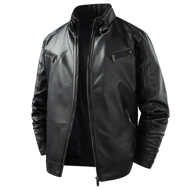 Men's Fashion Leather Jacket with Fleece Lining Mune Fashion