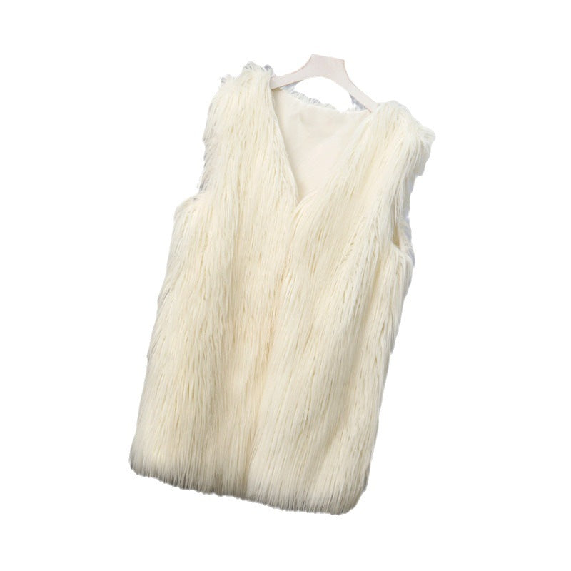 Ladies Fashionable Faux Fur Vest In Trendy Oversized Cut Mune