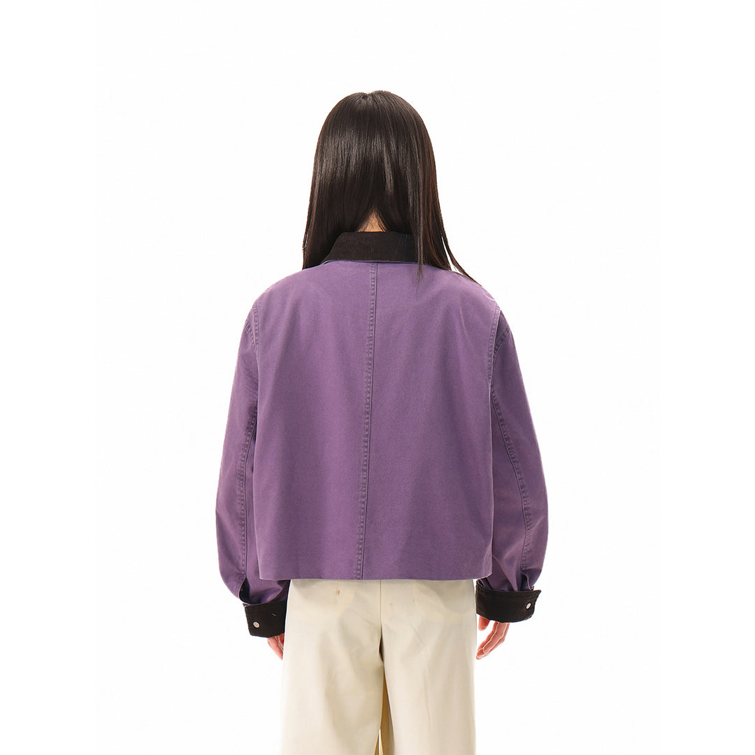 Women's short cut bomber jacket with cord collar and turned-up cuffs Mune Fashion