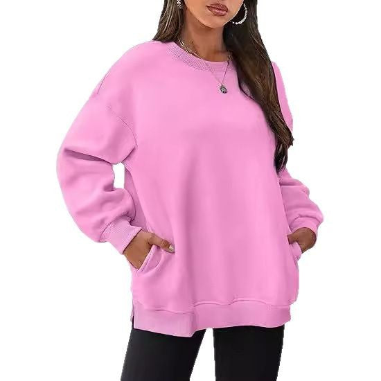 Women’s casual oversized sweatshirt with side pockets, ribbed hem, and dropped shoulder Mune Fashion