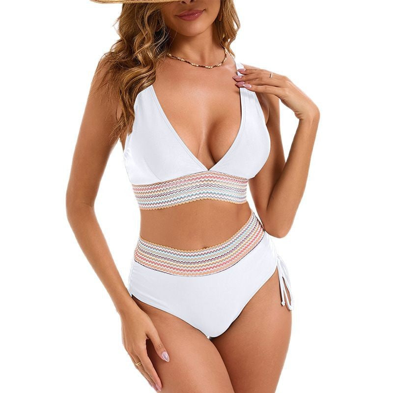 Women High-Waisted Bikini with Sophisticated Lace-Up Back Mune Fashion