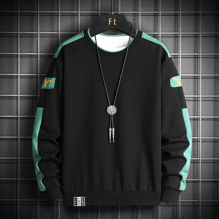 Men's Loose Sweatshirt in Urban Layer Look with Shoulder Panels and Ribbed Hem Mune Fashion
