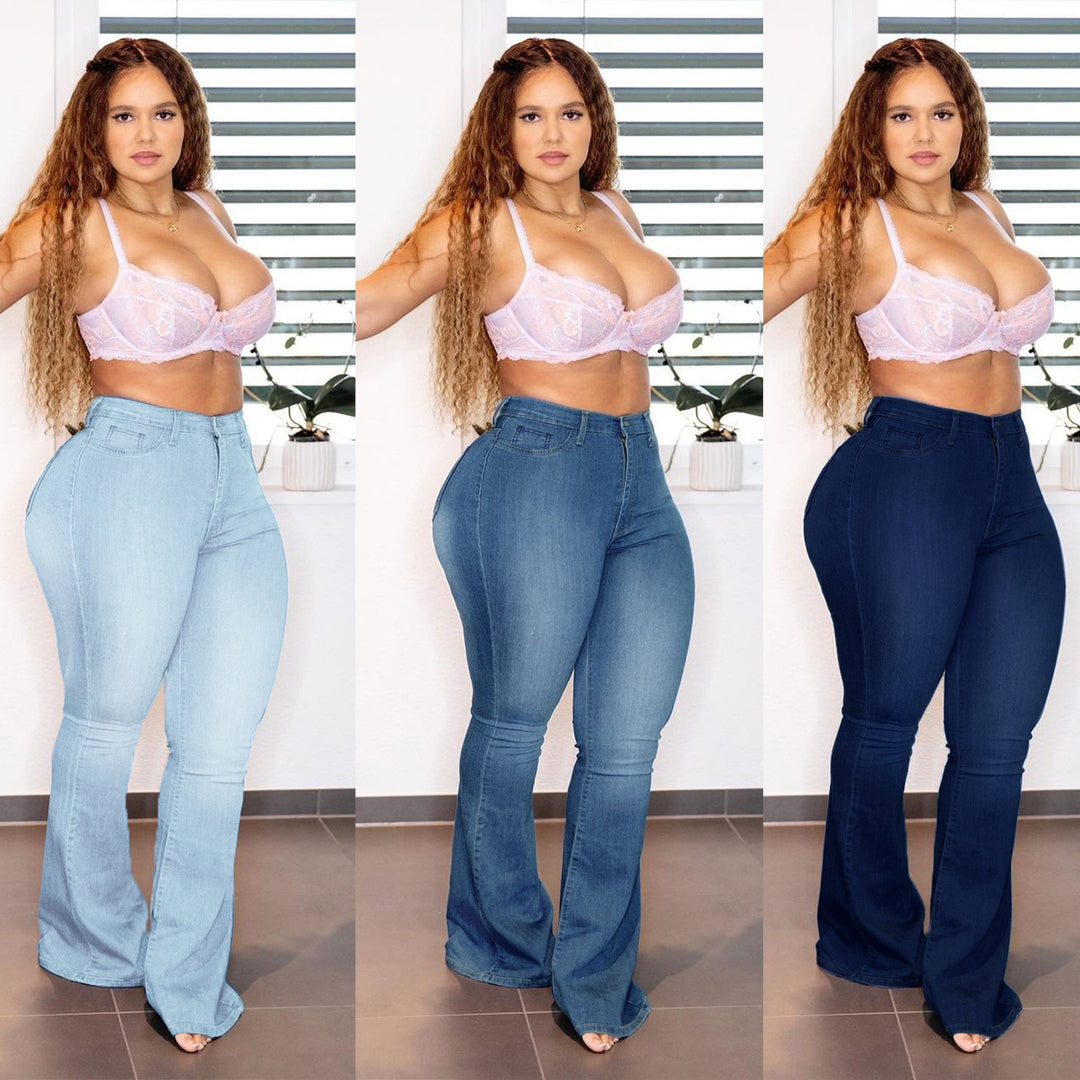 Ladies High-Waist Flared Jeans in figure-enhancing Curvy Cut Mune Fashion