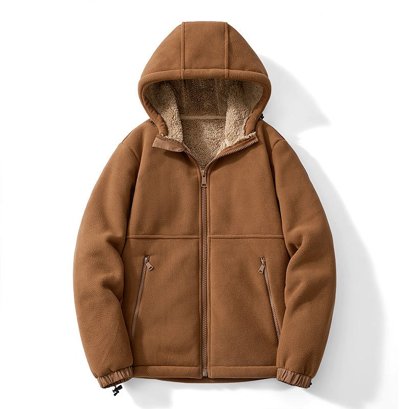 Men's hooded fleece jacket with teddy inner lining, full zip and windproof cuffs Mune Fashion