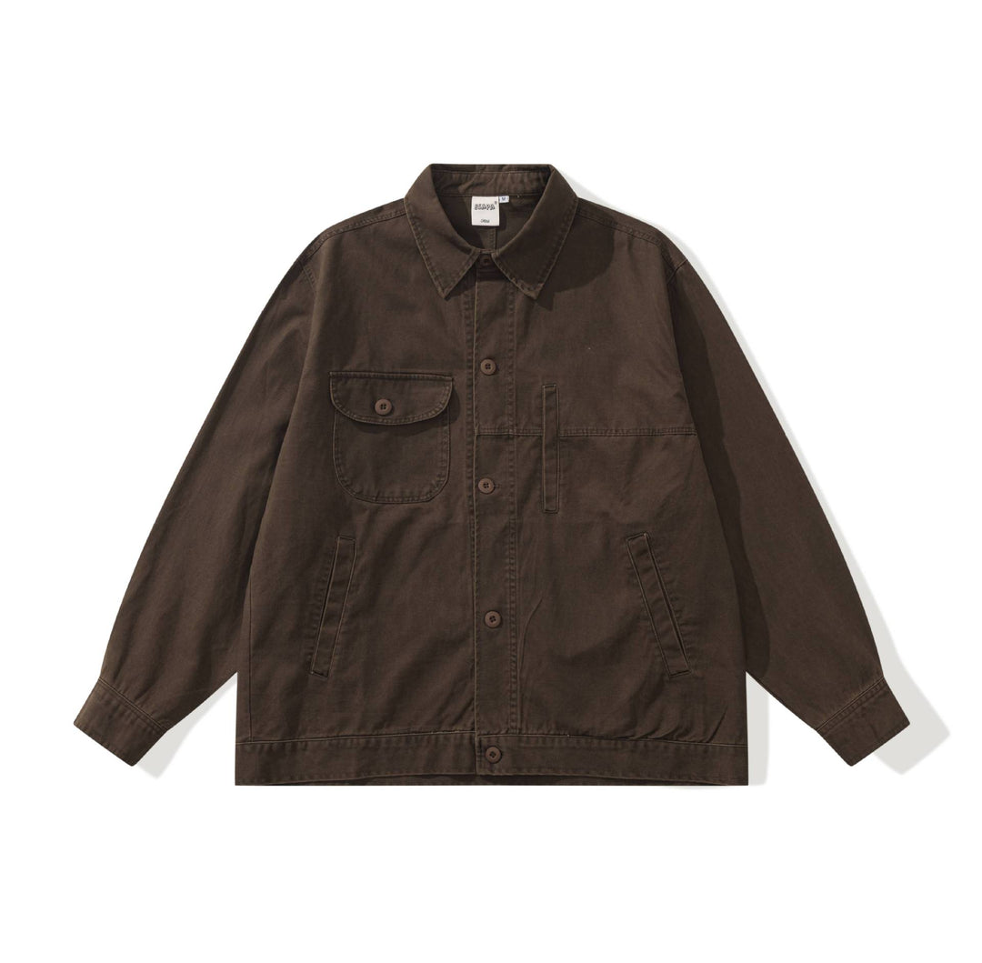 Men's Boxy Canvas Utility Blouson Jacket with Large Flap Pockets Mune Fashion