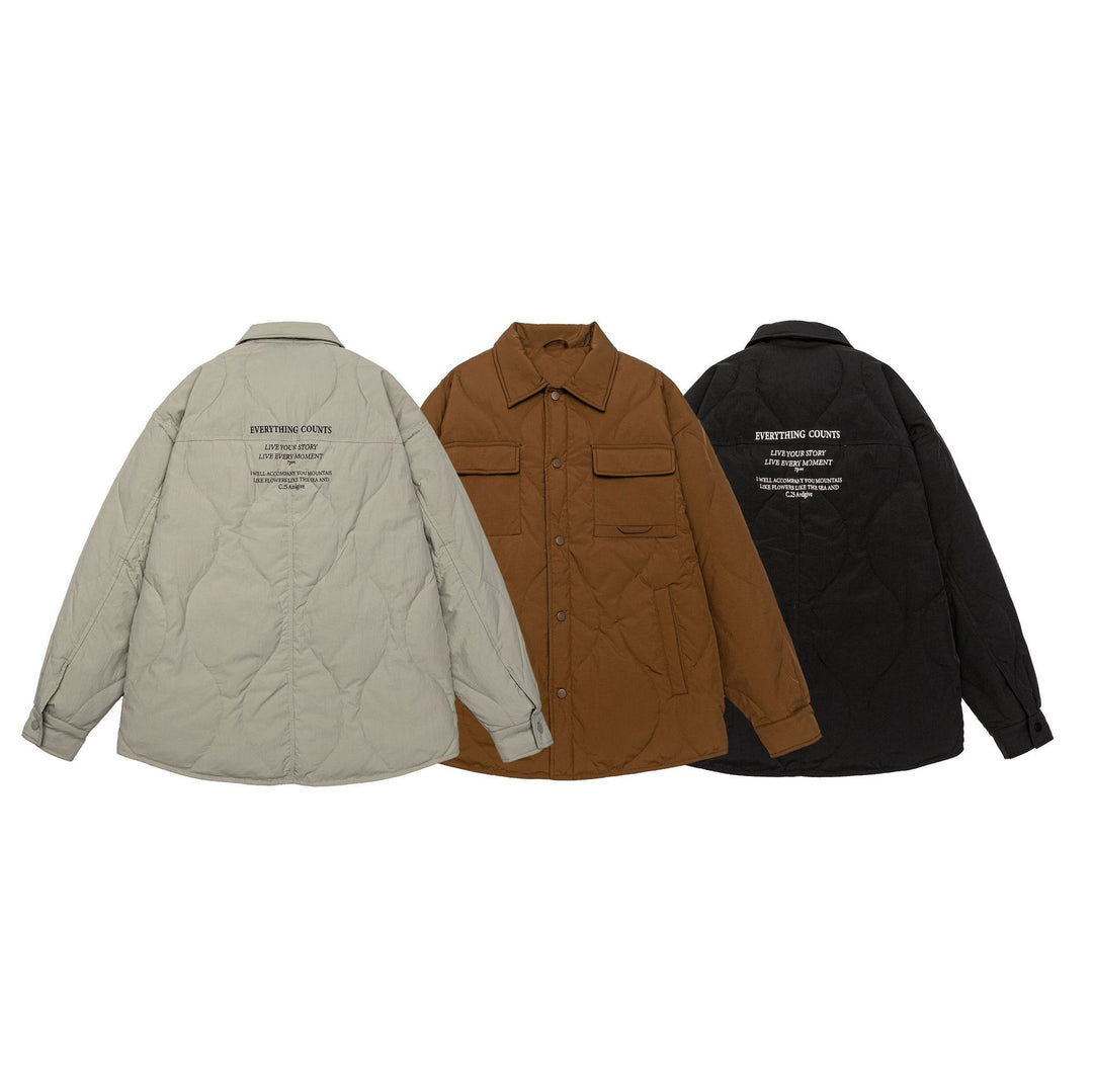 Men's Quilted Oversized Shirt Jacket with Quilting, Snap Buttons, and Chest Pockets Mune Fashion