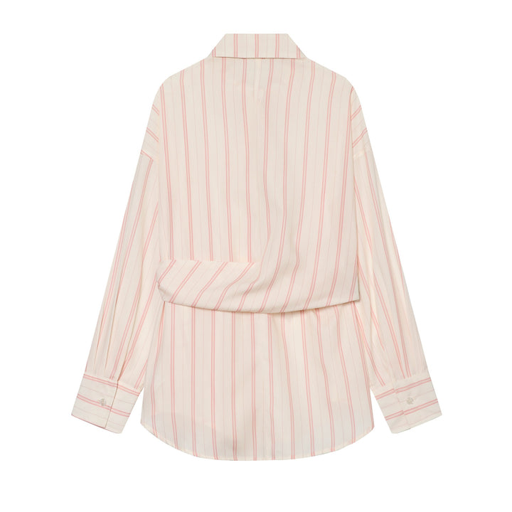 Women's Striped Shirt Blouse with Waist Knot Detail Mune Fashion
