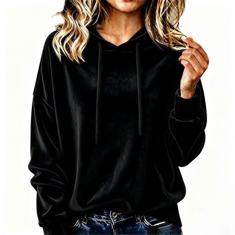 Ladies Velour Oversize Hoodie with Raglan Sleeves Mune Fashion