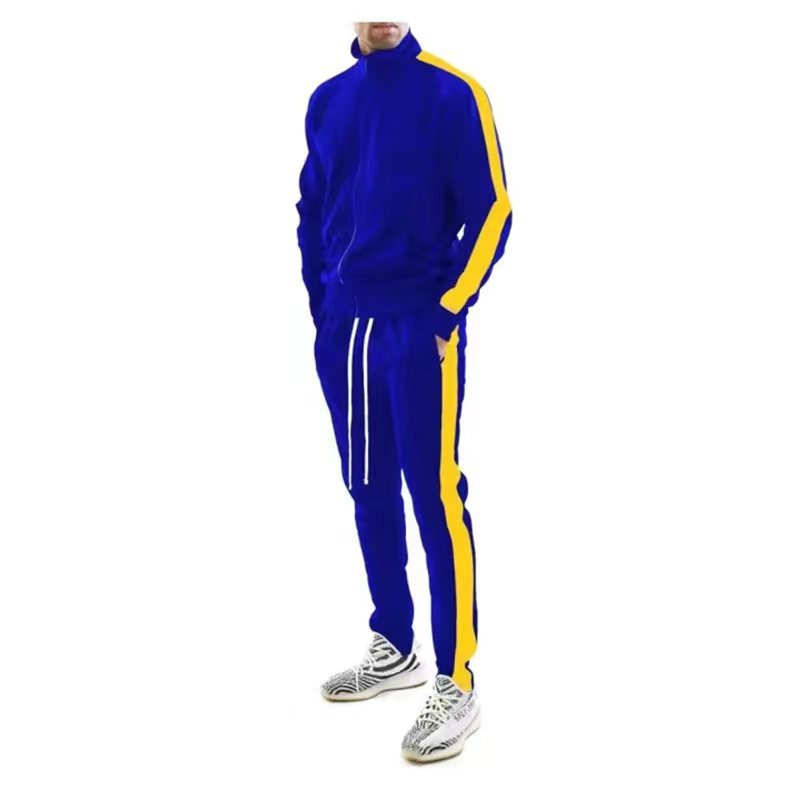 Men's slim training set with stand-up collar, zip jacket and fitted drawstring jogger Mune Fashion