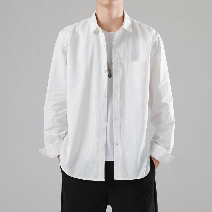 Men's Loose Cotton Overshirt with Chest Pocket and Light Texture Mune Fashion
