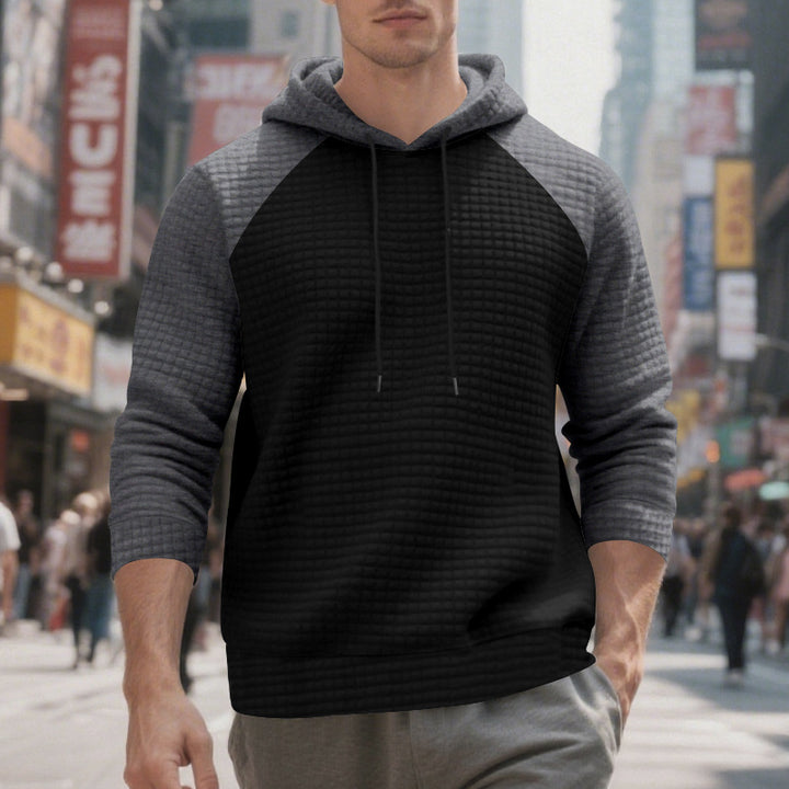 Men's quilted hoodie with raglan sleeves and drawstring Mune Fashion