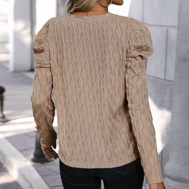 Women Elegant Sweater Blouse with Ruffle Details Mune Fashion