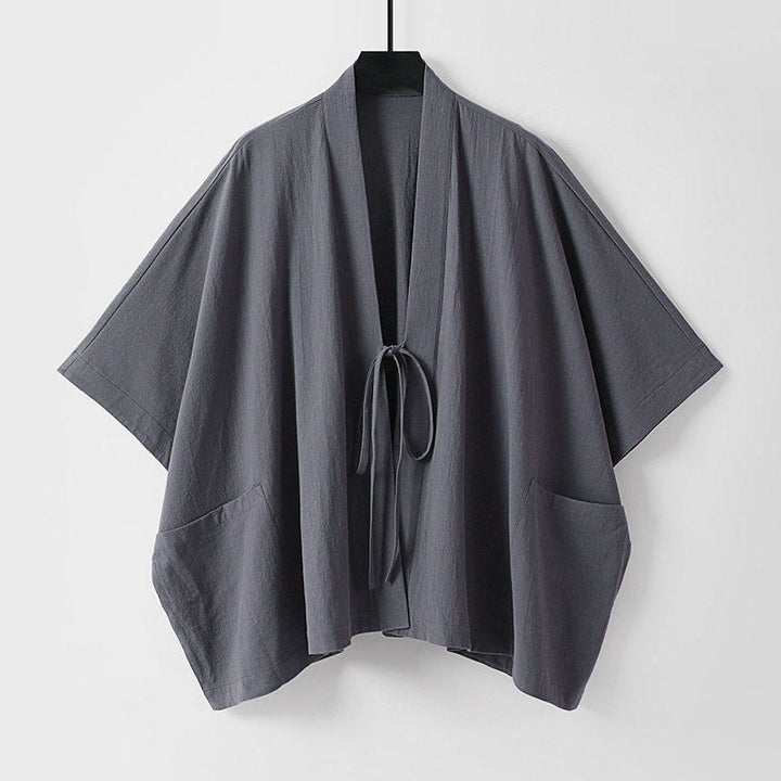 Women Oversize Kimono Cardigan with Tie and Patch Pockets Mune Fashion