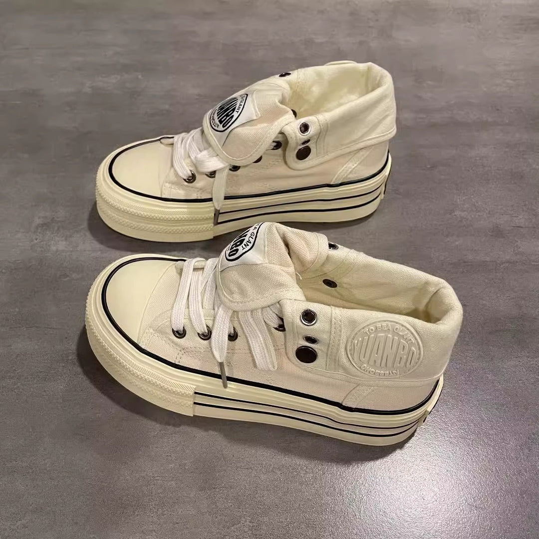 Women's High Sneakers with Cool Vintage Design and Practical Lacing Mune Fashion