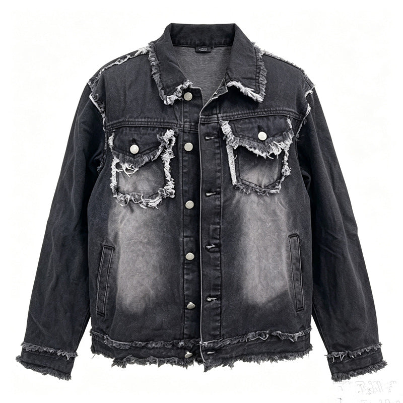 Men's Fashionable Denim Jacket with Fringes Mune Fashion