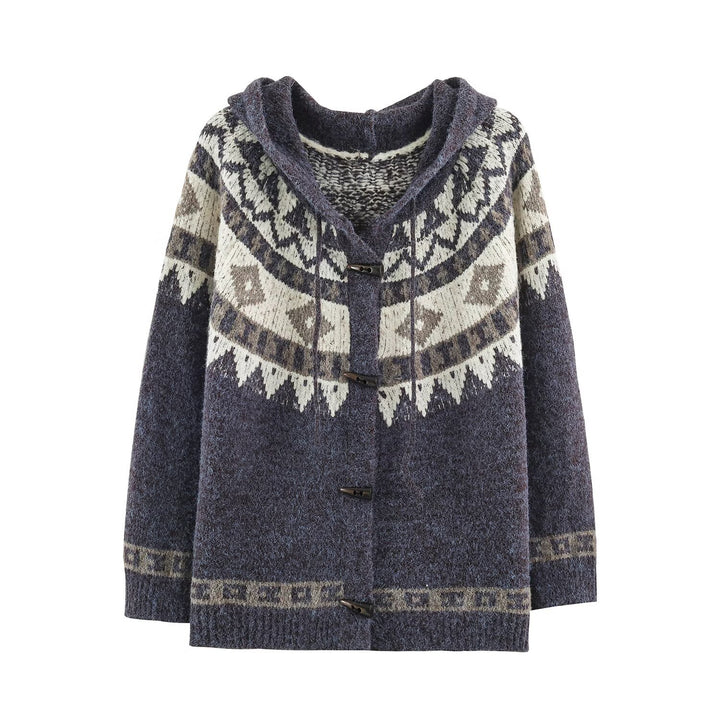 Ladies hooded cardigan in Norwegian style with toggle closures Mune Fashion