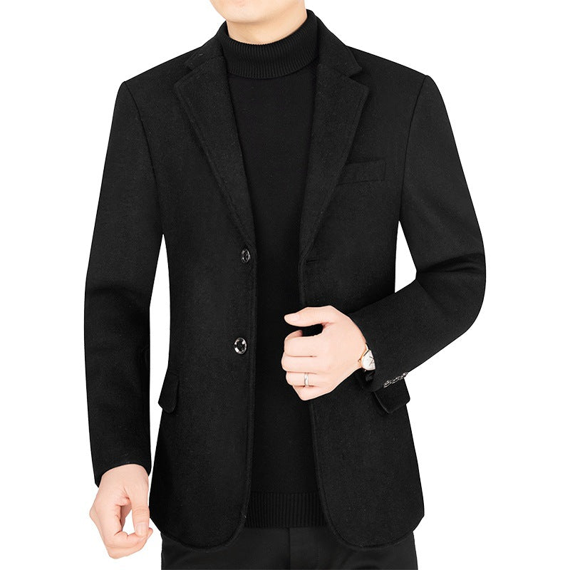 Men's Tailored Short Wool Blend Blazer with Fine Felt Structure and Lapel Mune Fashion
