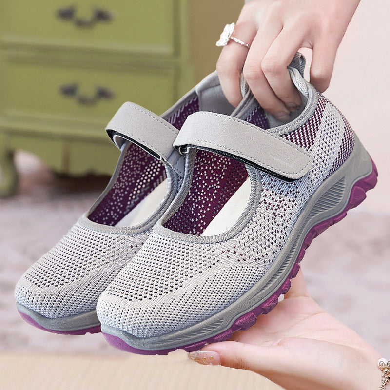 Women's knitted Mary Jane sneakers with Velcro fastener, breathable upper material and cushioning profile sole Mune Fashion
