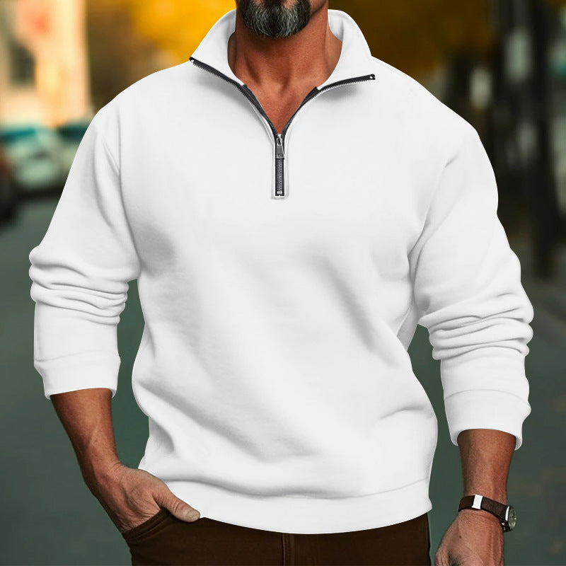 Men's Comfort Half-Zip Sweatshirt made of French Terry with Stand-Up Collar Mune Fashion