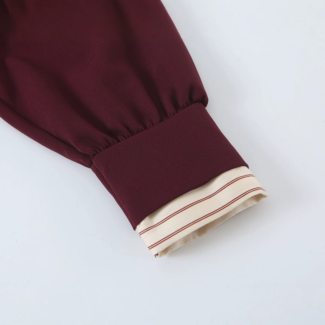 Ladies' casual sweatshirt dress with stand-up collar, half zipper and striped flounce skirt Mune Fashion