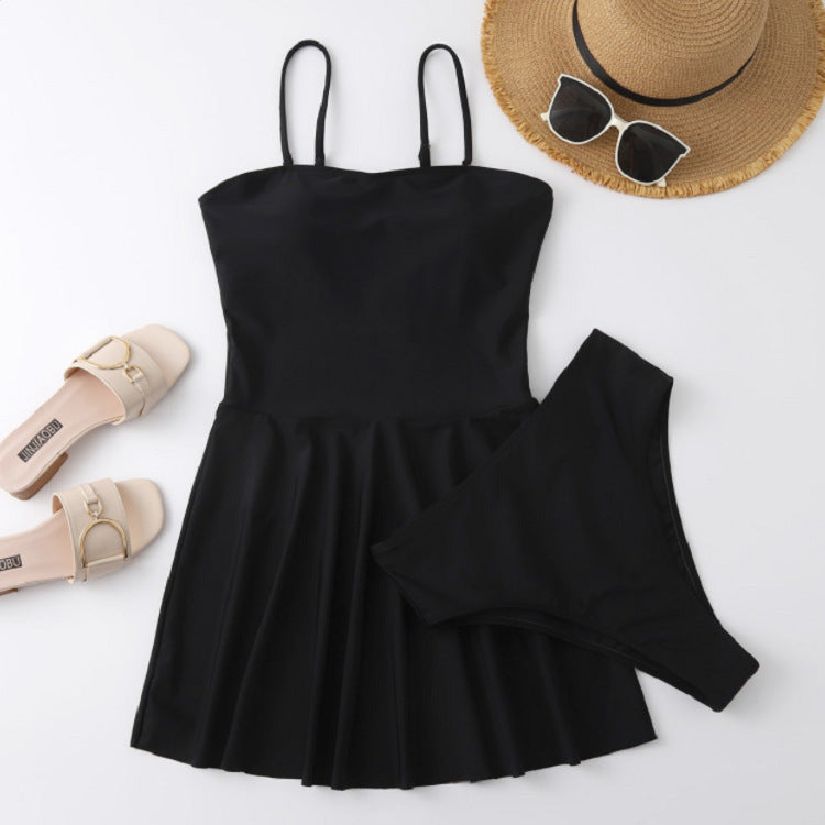 Ladies leisure swimsuit with flowy skirt and adjustable straps Mune Fashion