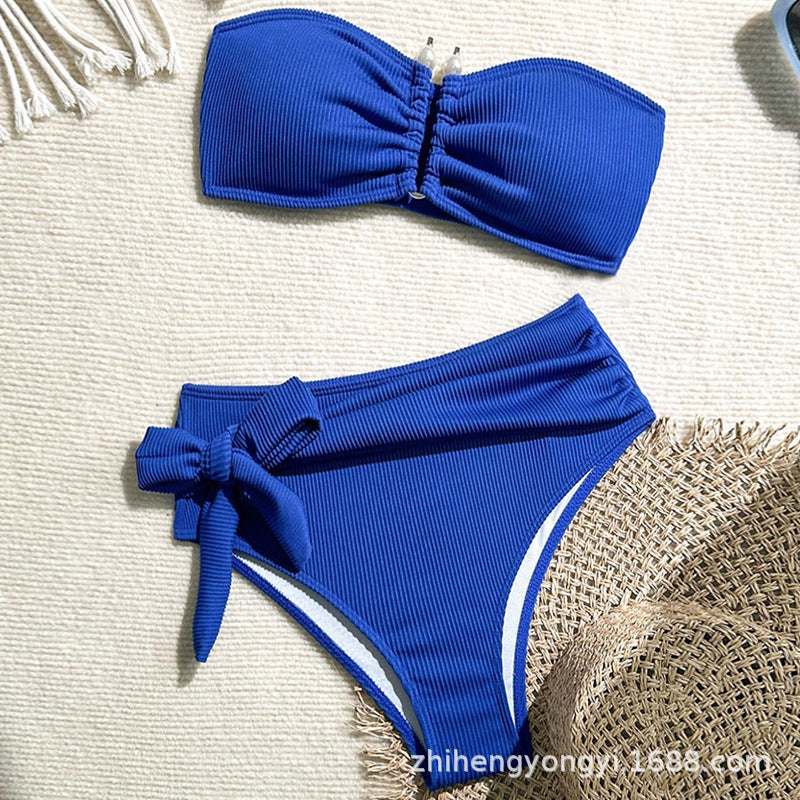 Women's Bandeau Bikini with Modern Wrap Waist Mune Fashion