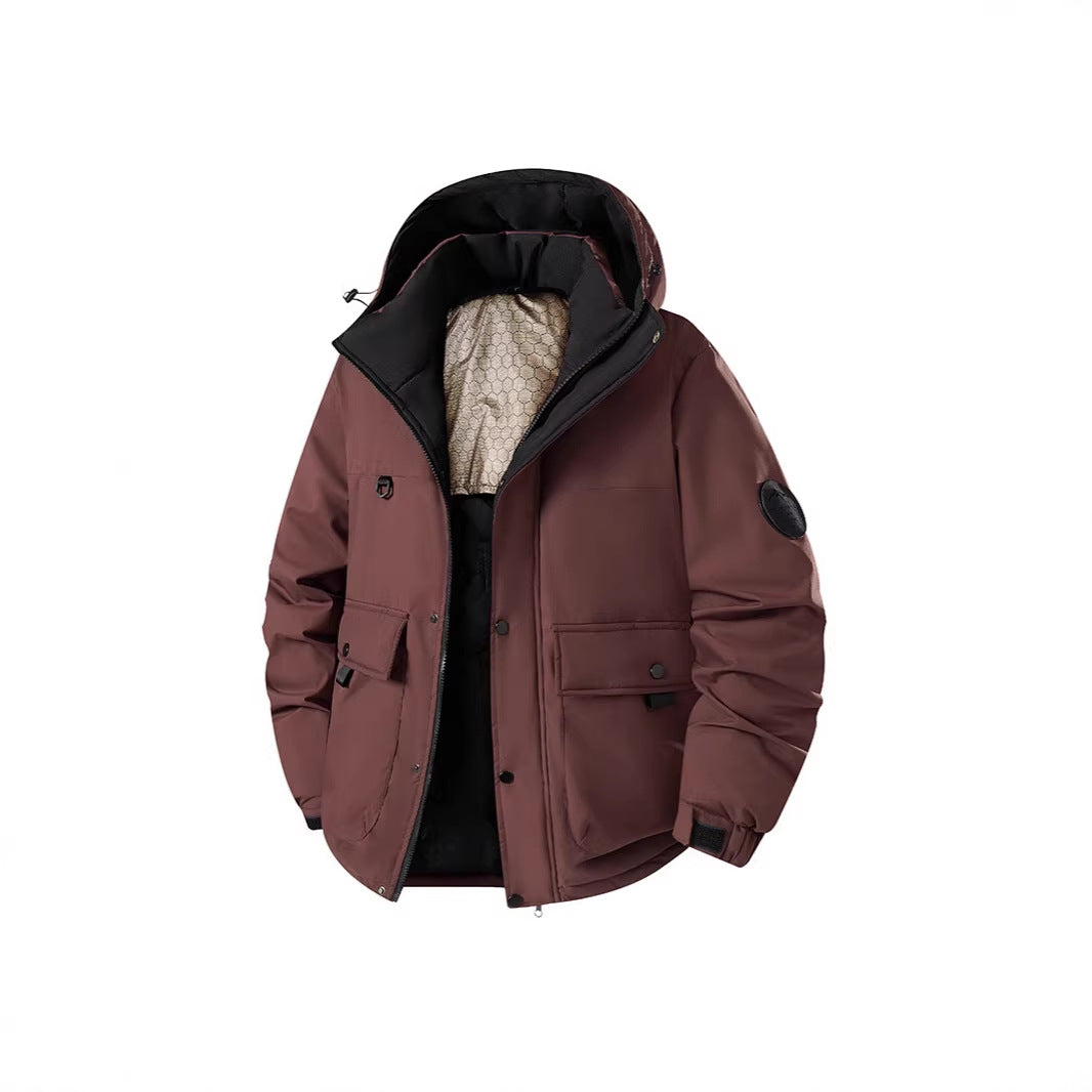 Men's Insulated Urban Parka with Stand-up Collar and Concealed Hood Mune Fashion