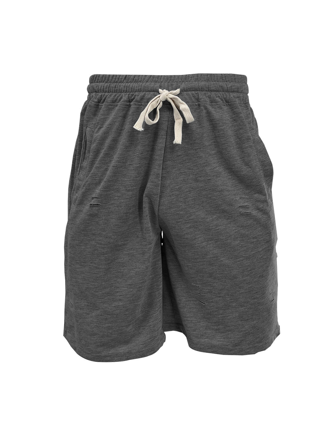 Men's casual sweat shorts with elastic drawstring waistband, side pockets, and used look Mune Fashion