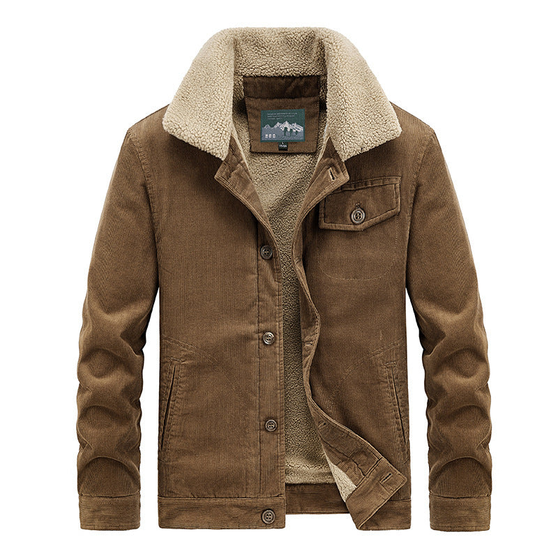 Men's corduroy blouson with full Sherpa lining and lapel collar Mune Fashion