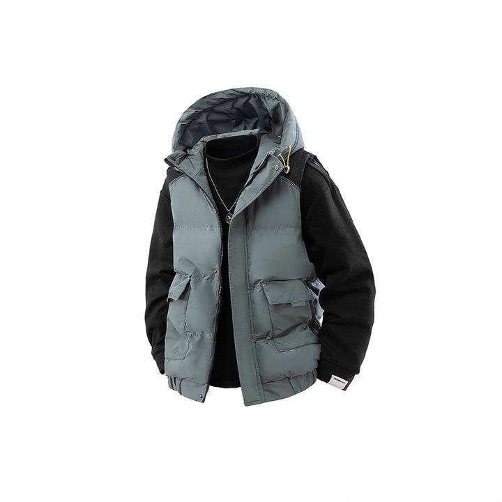 Men's Quilted Outdoor Vest with Hood, Cargo Pockets and Adjustable Hem Mune Fashion