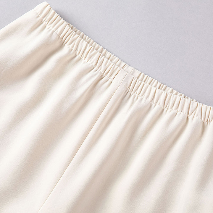 Women's High-Waist Pants with Elastic Waistband, Wide Leg and Soft Flowing Cotton Blend Mune Fashion