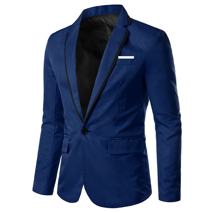 Men's fitted single-button evening blazer with contrast piping on the lapel Mune Fashion