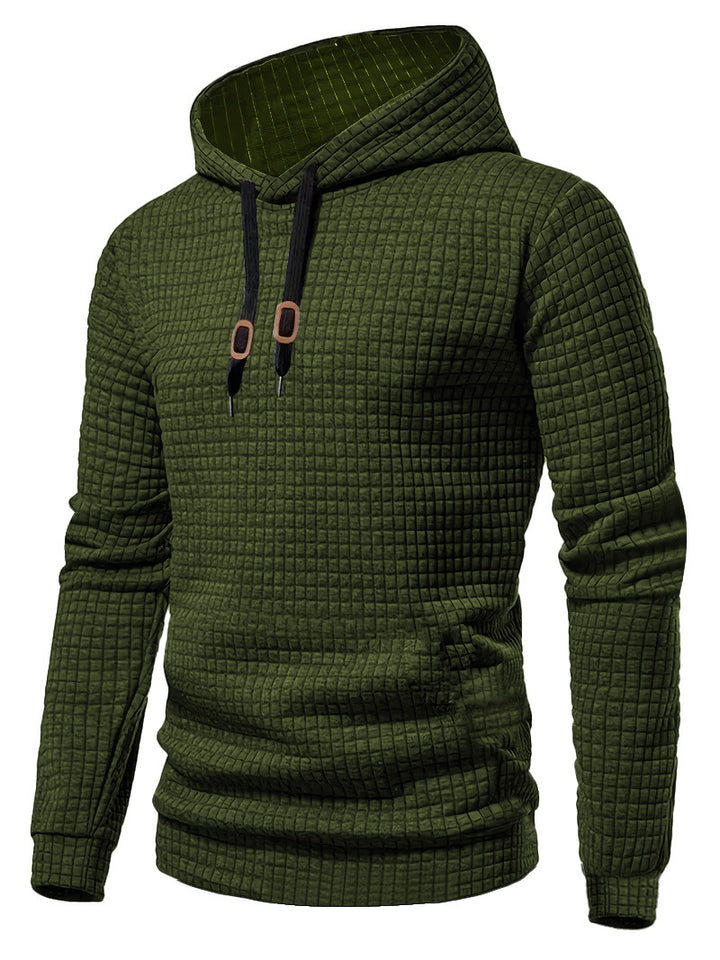 Men's quilted hoodie with rectangular quilting, drawstring and ribbed cuffs Mune Fashion