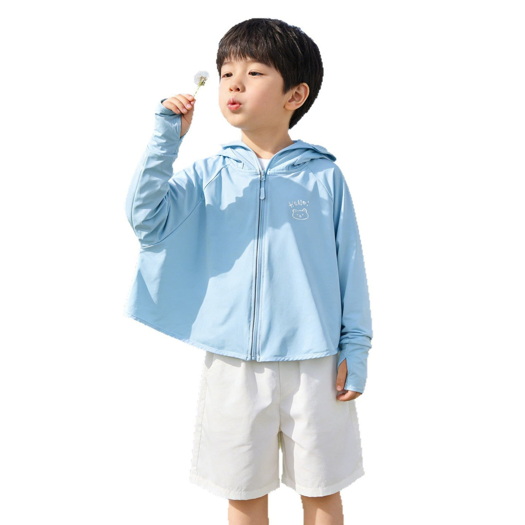 Women nan lightweight UV protection children's hooded jacket with full-length zipper and breathable functional quality Mune Fashion