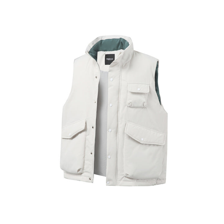 Unisex Padded Utility Vest with Stand-Up Collar and Flap Pockets Mune Fashion