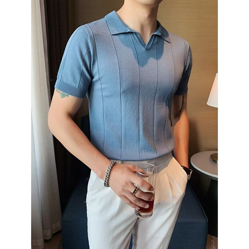 Men's Short Sleeve Polo Shirt with Textured Design Mune Fashion