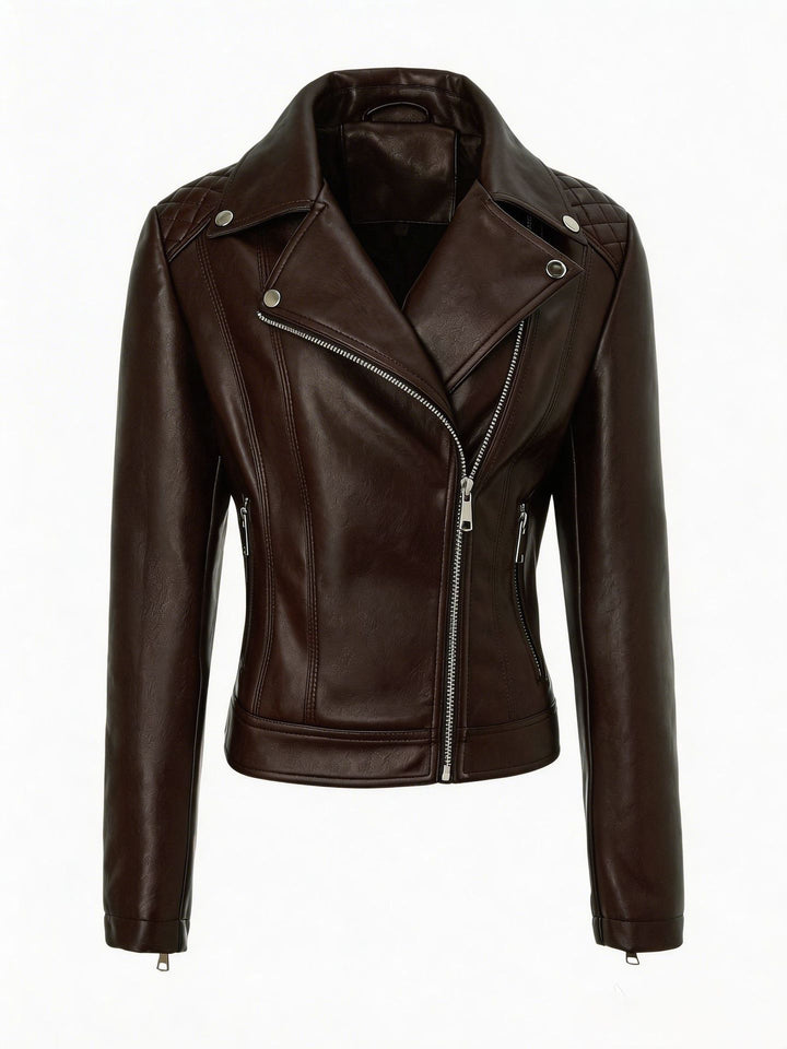 Women's Noble Biker Jacket with Quilted Design Mune Fashion