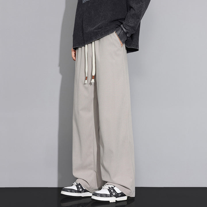 Women's Wide-Cut Fabric Pants with Drawstring